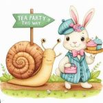 Hare and snail in cartoon style