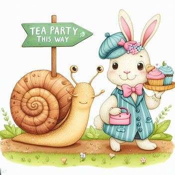 Hare and snail in cartoon style