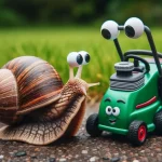 Snail and toy transport in cartoon style