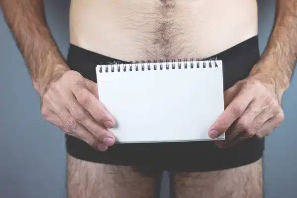 Genital eczema irritation showing red, dry, inflamed skin—common signs of intimate-area eczema