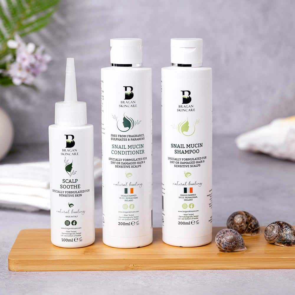 Bragan Skincare's Snail Mucin Conditioner, Snail Mucin Shampoo and Scalp Soothe