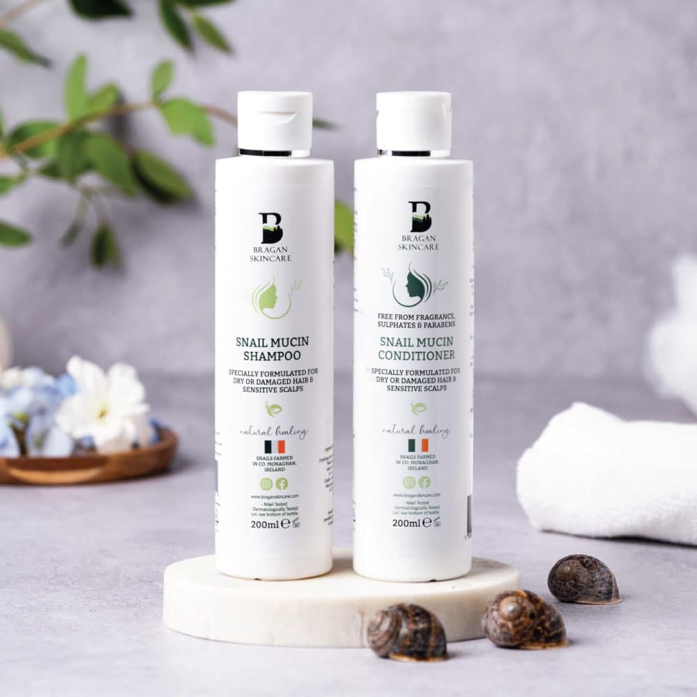 Bragan Skincare's Snail Mucin Shampoo 200 ml and Snail Mucin Conditioner 200 ml