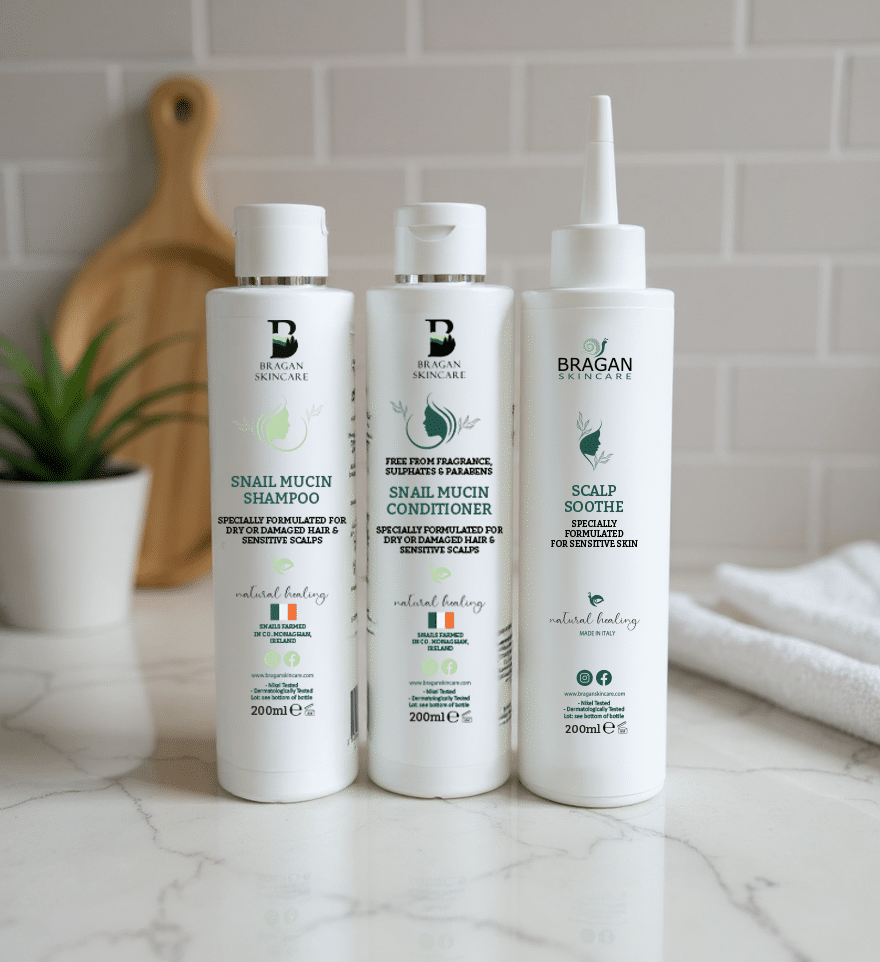 Bragan`s Snail Mucin Shampoo, Snail Mucin Conditioner and Scalp Soothe