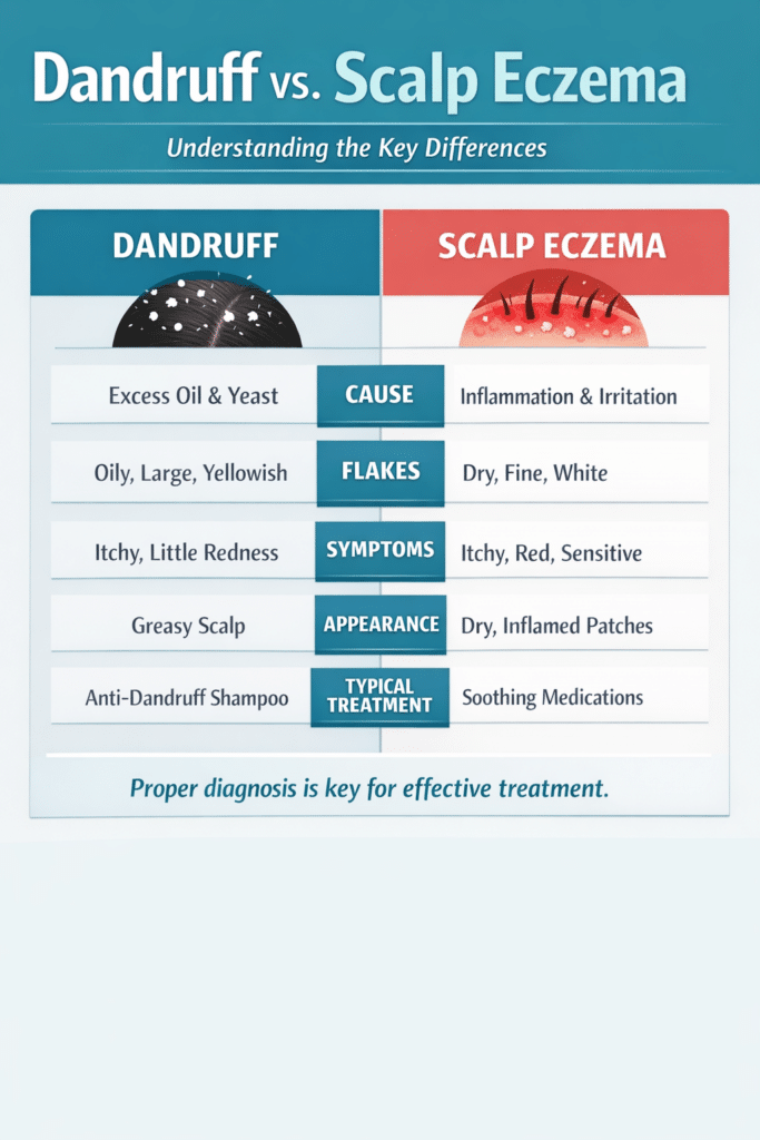 dandruff vs scalp eczema graphic