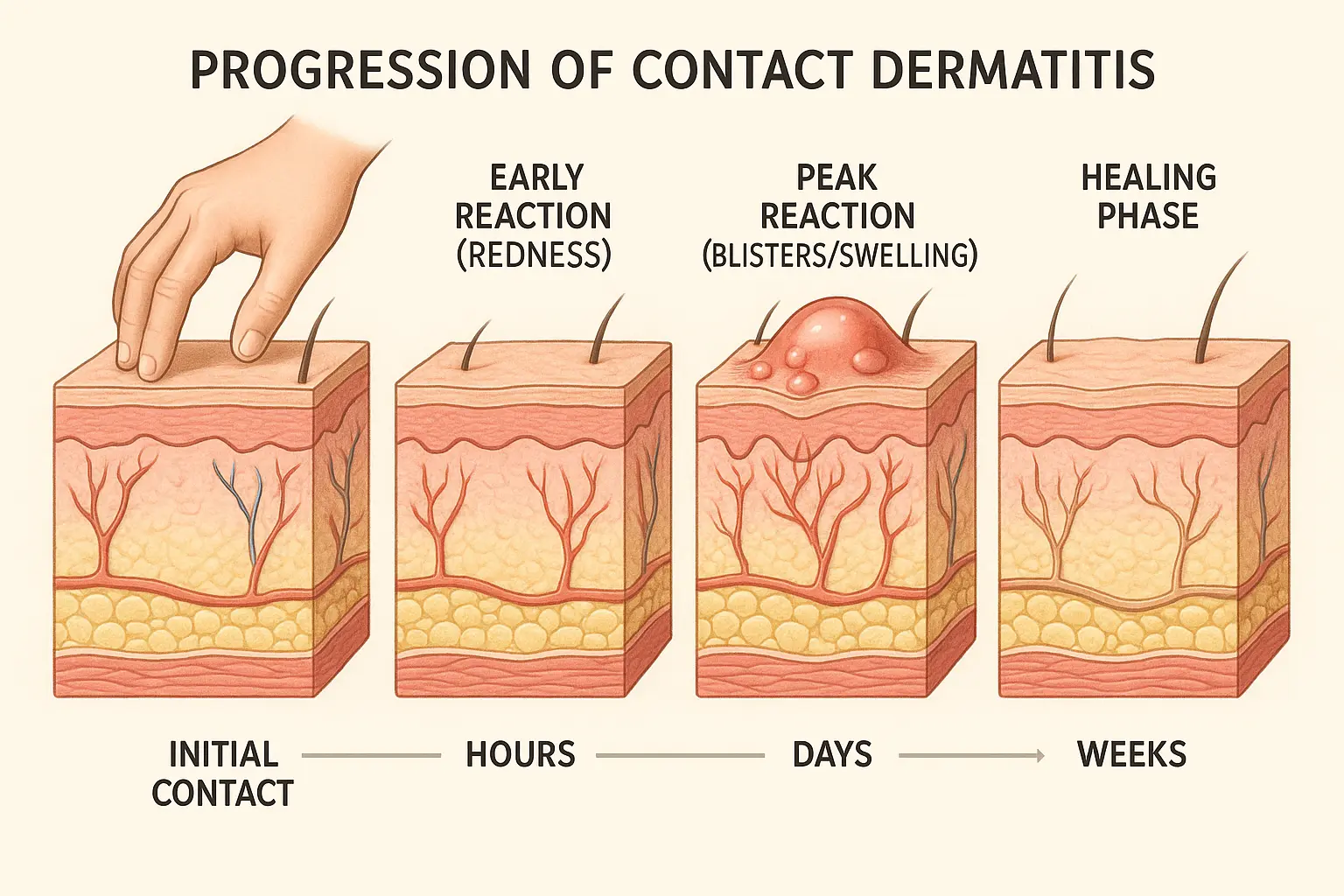 progression of contact dermatitis graphic